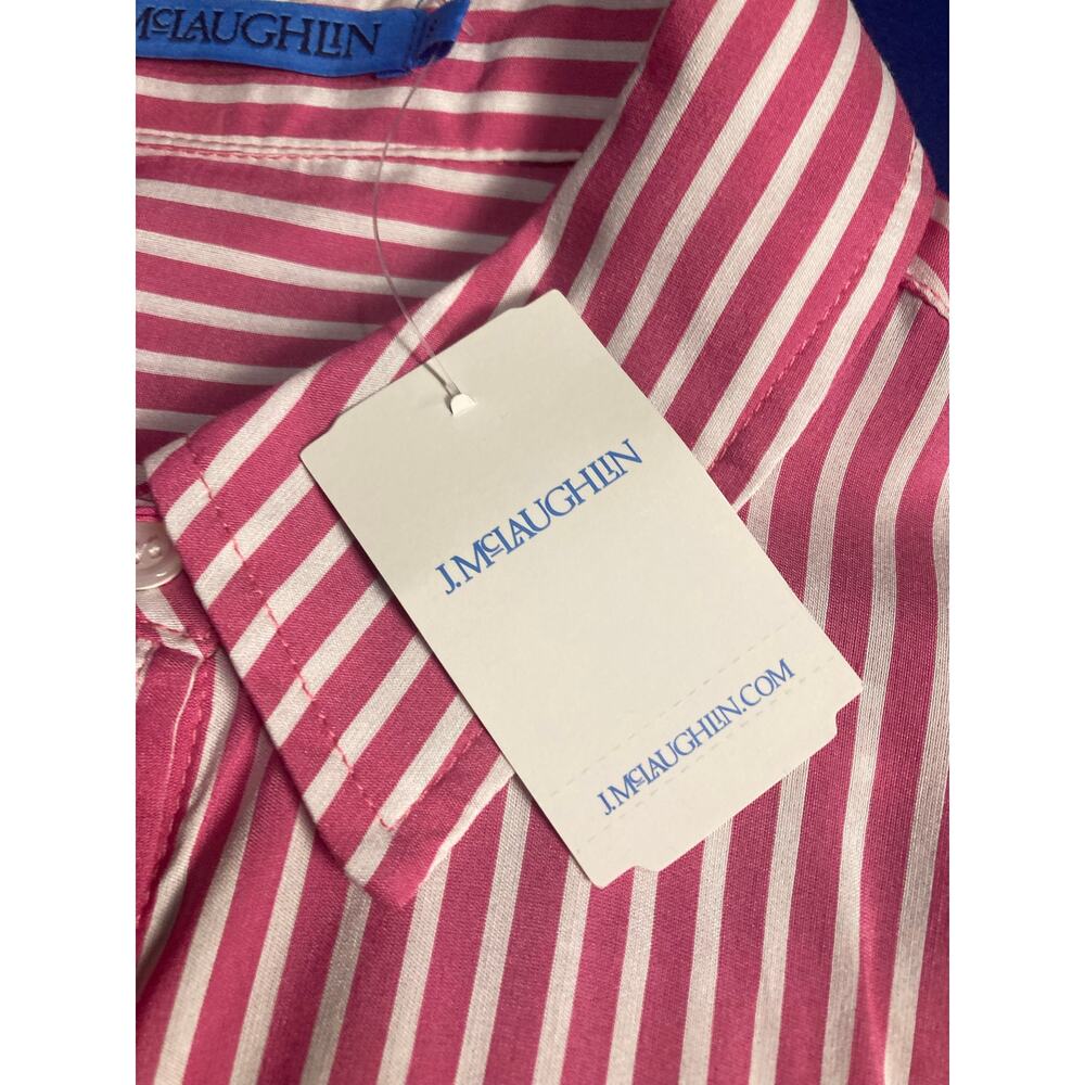 J Mclaughlin Silk Rayon Womens Shirt Denver Blouse Stripped Pink White Size S - Picture 5 of 9